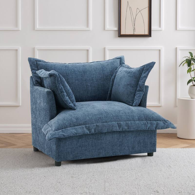 Upholstered Chenille Arm Club Chair Cloud corner cahir - Navy - Arm Chairs