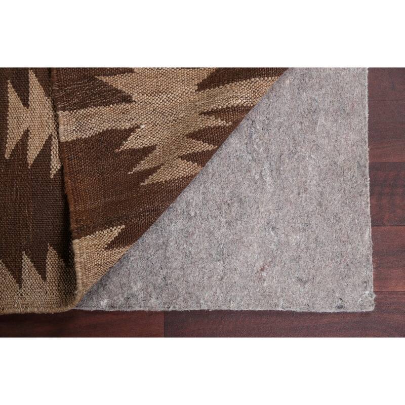 Natural Dye Brown Kilim Oriental Area Rug Wool Hand-woven Foyer Carpet - 5'3" x 6'8"
