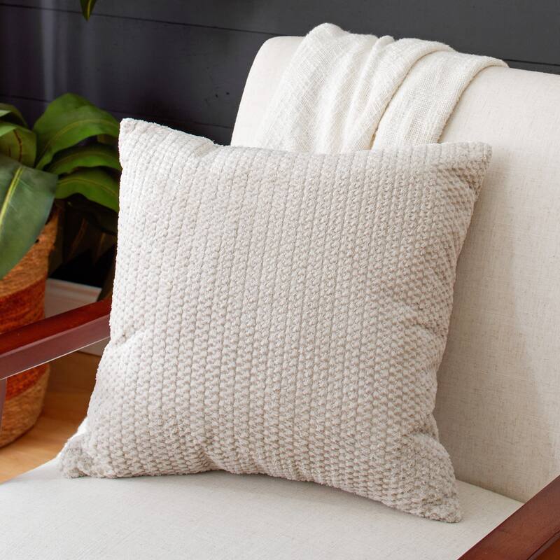 Sorra Home Velvet Shimmer Single Indoor Textured Knife Edge Square Pillow - 18 in - Sutherland Peyote