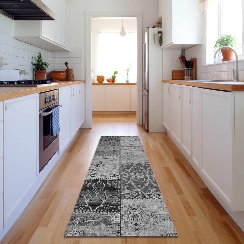 Premium Washable Super Soft Moroccan Boho Patchwork Mayfield Rug - Gray - 2' 3" x 7' 6" - Runner