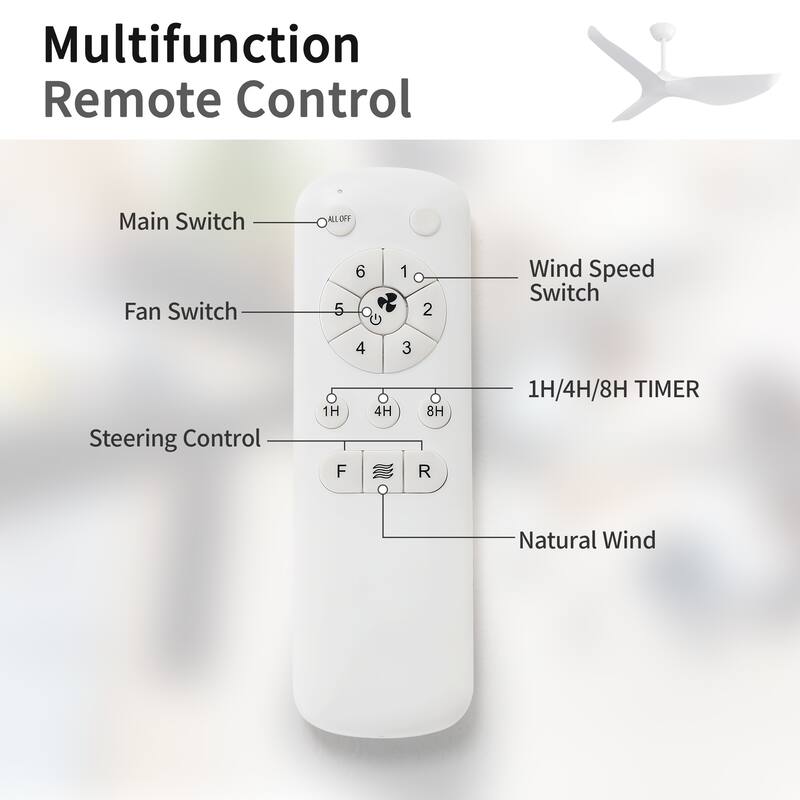 38 Inch Ceiling Fan Without Light, Modern Indoor Outdoor Ceiling Fans with DC Motor Remote Control for Bedroom, Living Room