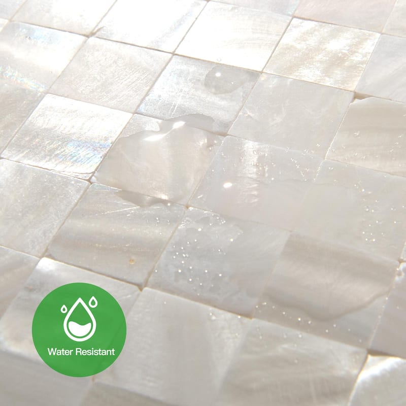 Art3d 12"x12" Mother of Pearl Tile Square White Seamless