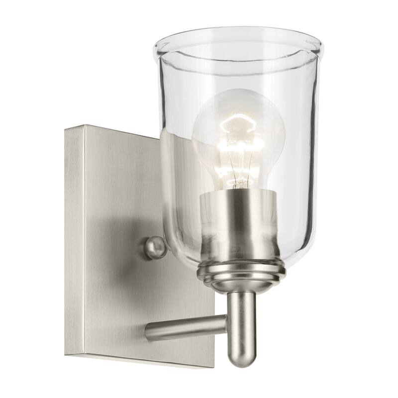 Kichler Lighting Shailene 1-Light Wall Sconce Light with Clear Glass - Brushed Nickel - 1-Light
