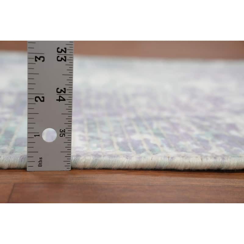 Hand Knotted Oriental Viscose Silk Carpet Modern Abstract Purples Abstract Area Rug - 4' 0'' X 2' 0''