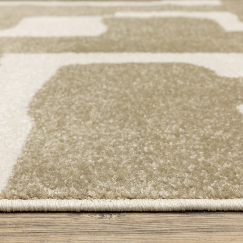 Quartz Abstract Maze Beige/ Ivory Area Rug