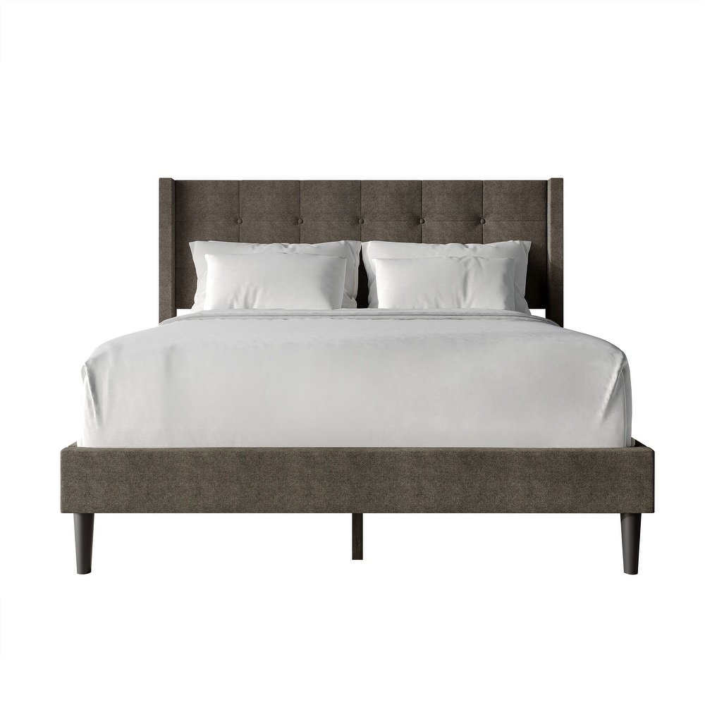 CraftPorch Elegance Wingback Upholstered Linen Bed