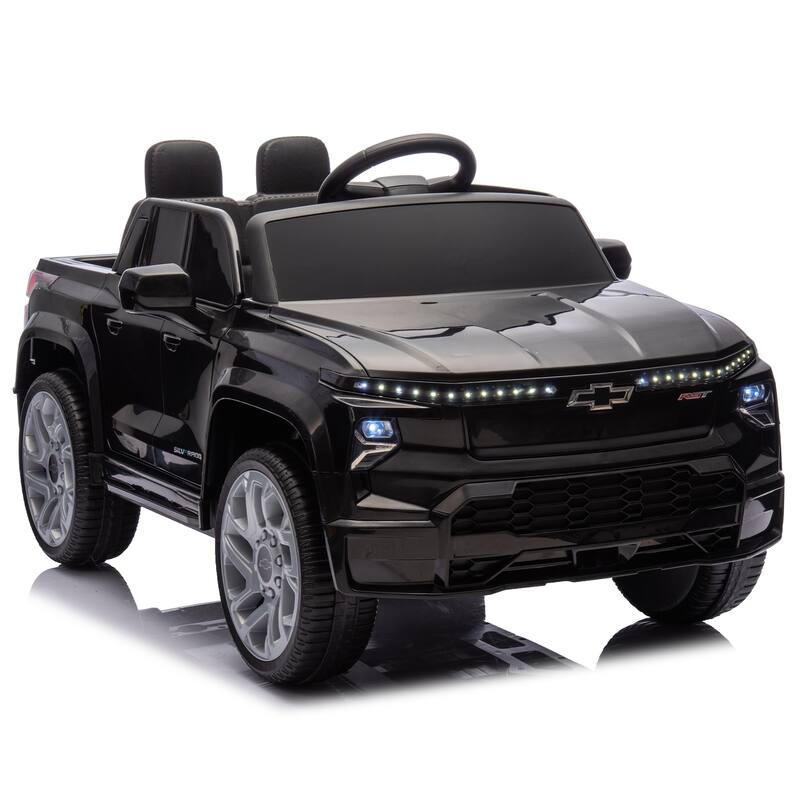 24V Licensed Chevrolet Silverado EV Ride-On Car for Kids with Slow Start, LED Lights, Bluetooth, USB, MP3, and Remote Control