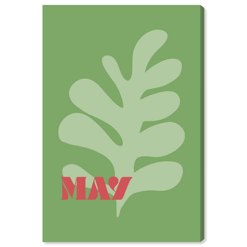 Wynwood Studio Canvas Floral and Botanical May Simple Nature Green and Orange Modern & Contemporary Wall Art Canvas Print - 30 x 20