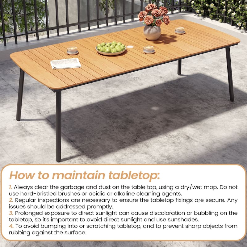 9-Piece Rectangular Patio Outdoor Dining Table Set with Umbrella Hole and Stackable Armchairs