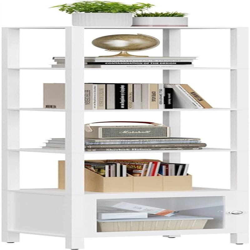 6 Tier Bookcase and Bookshelf - 10.7"D x 15"W x 65.3"H