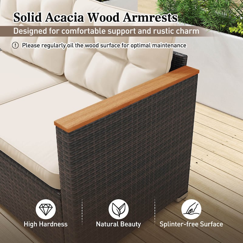 Costway 3-Seat Patio Couch Sofa PE Rattan Wicker Outdoor Loveseat - See Details