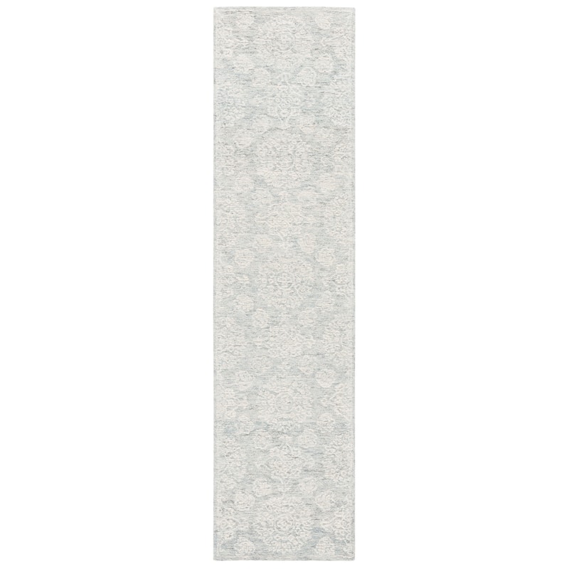 SAFAVIEH Handmade Ebony Muireall Modern Wool Rug - 2'3" x 9' Runner - Ivory/Light Grey
