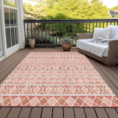 Machine Washable Indoor/ Outdoor Chantille Stripe Boho Rug