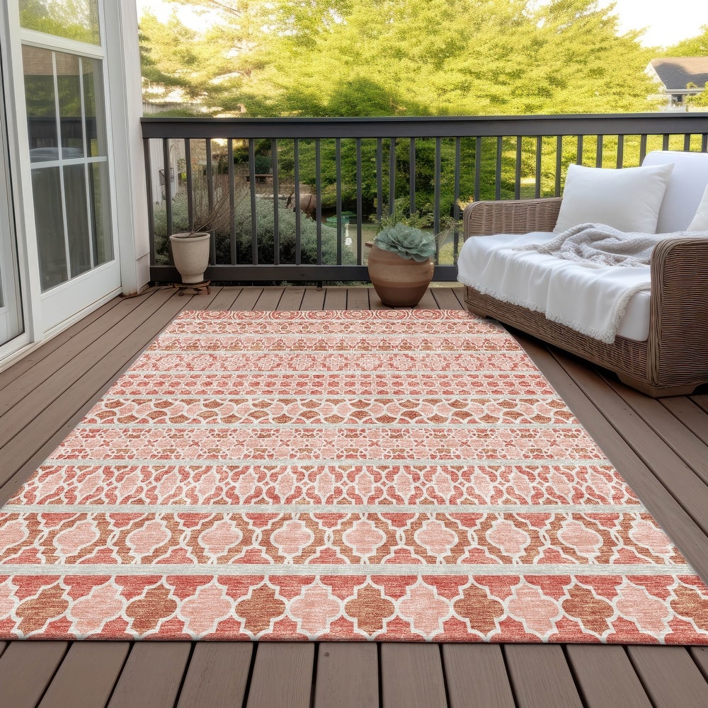 Machine Washable Indoor/ Outdoor Chantille Stripe Boho Rug