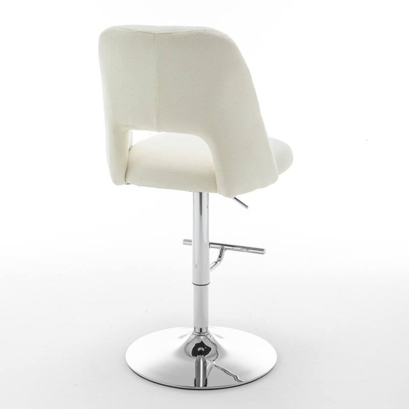 Best Quality Furniture Adjustable Textured Fabric Barstools with Chrome Finish Base (Set of 2)