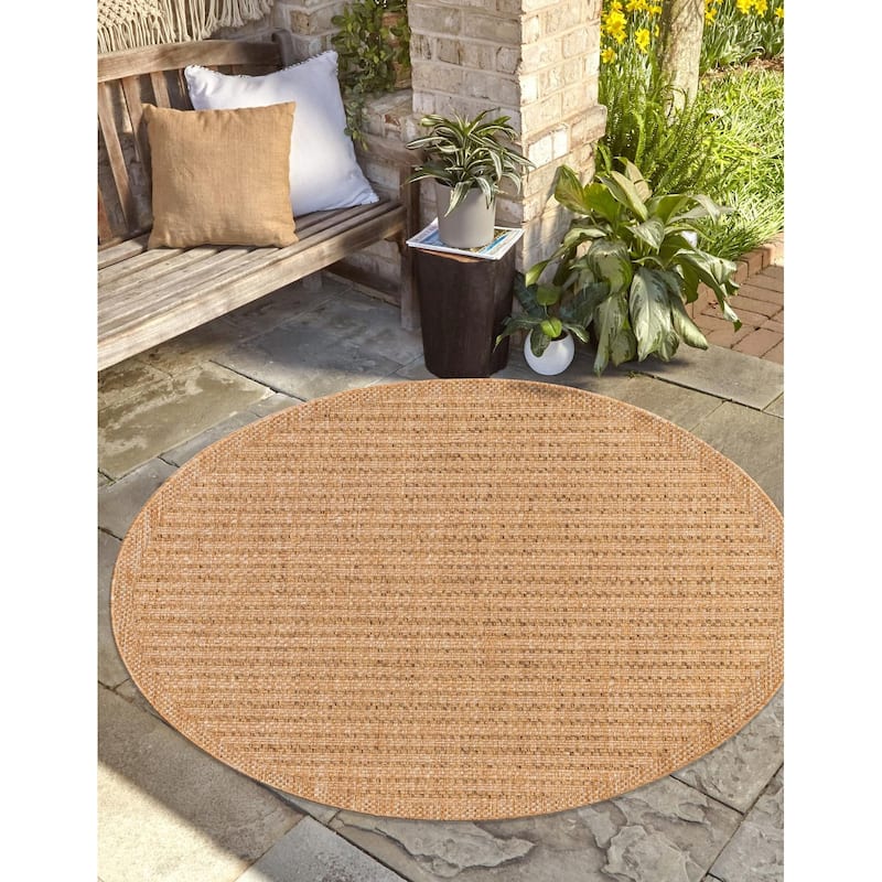 Outdoor Dimension Collection Area Rug - Light Brown - 6' Round
