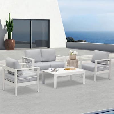 Royalcraft 4 Piece Aluminum Outdoor Patio Furniture Set