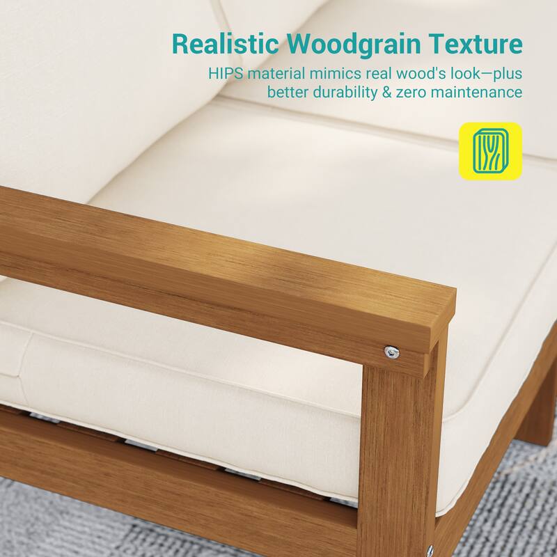 HIPS Outdoor Sofa Set with 3.9 Inch Cushions & Ottoman (Set of 5)