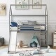 preview thumbnail 1 of 8, Twin Size Loft Bed with Slide, House-shaped Bed with Ladder, Pine Wooden Bed with Guardrails for Bedroom, Gray Grey