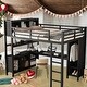 preview thumbnail 1 of 26, Metal Storage Loft Bed with Wardrobe And L-shaped Desk, Full Size Black