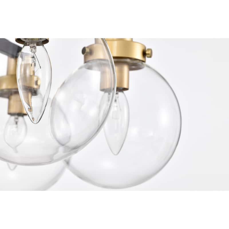 Finly 24 Inch Clear Orb Glass Modern Chandelier 6 Light - N/A