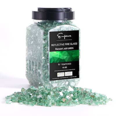 10 lbs. 1/4-in Green Reflective Tempered Fire Glass for Gas Fire Pit