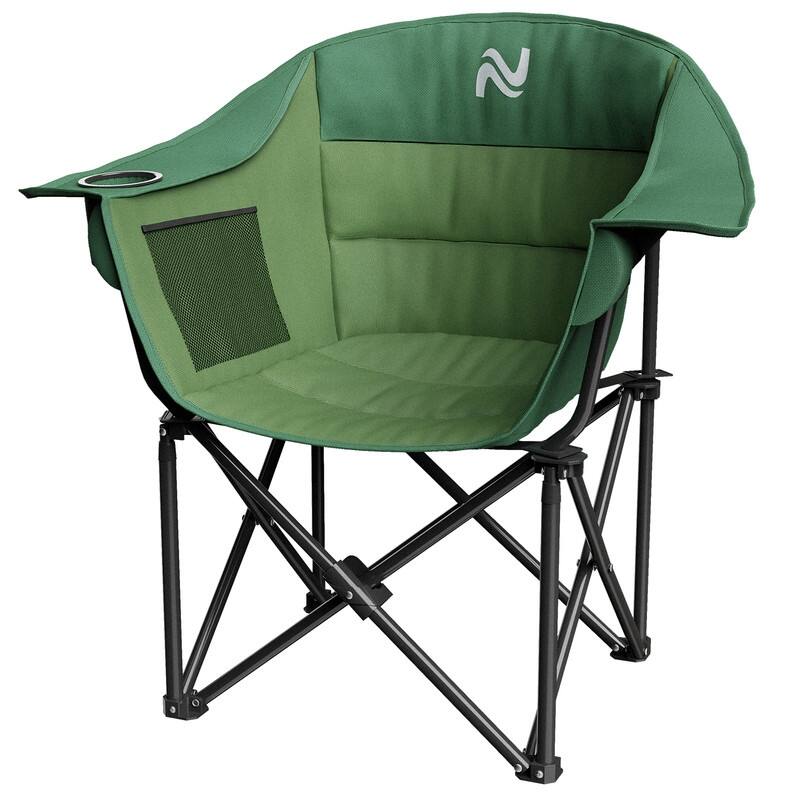 Oversized Padded Camping Chair with Armrests, Outdoor Sports, Camping - Green