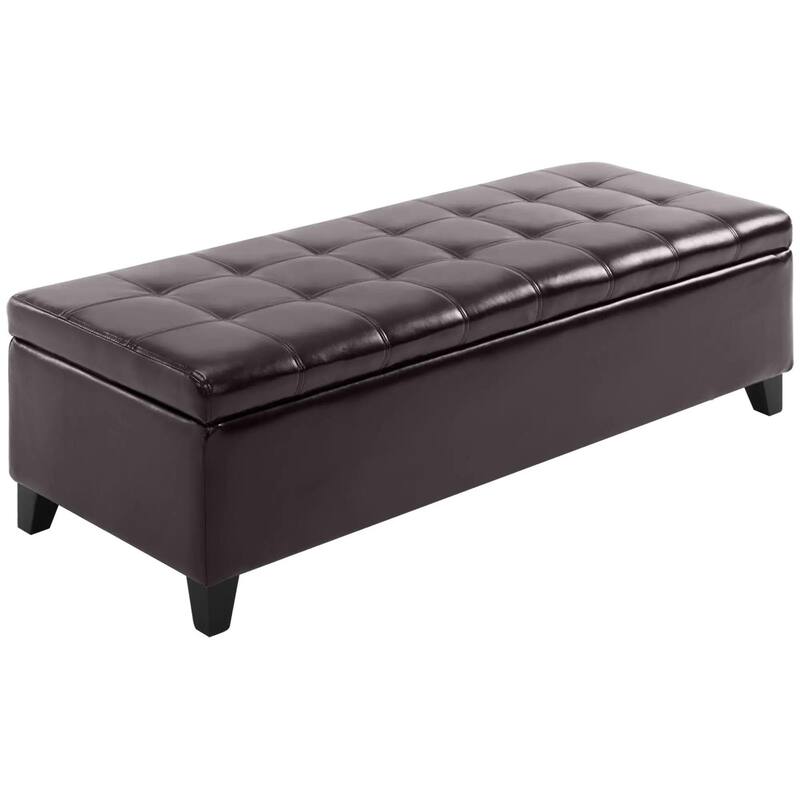 51" Ottoman Storage Bench, Faux Leather Storage Chest with Lift Top