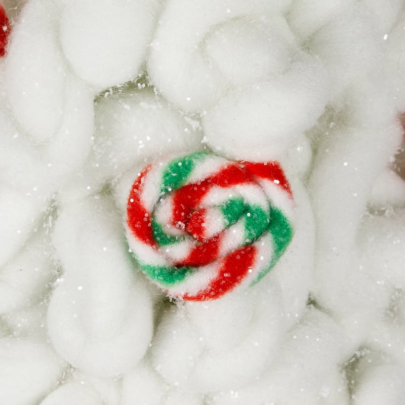 Plush Tree with Peppermint and Candy Canes Christmas Decoration - 16.5"