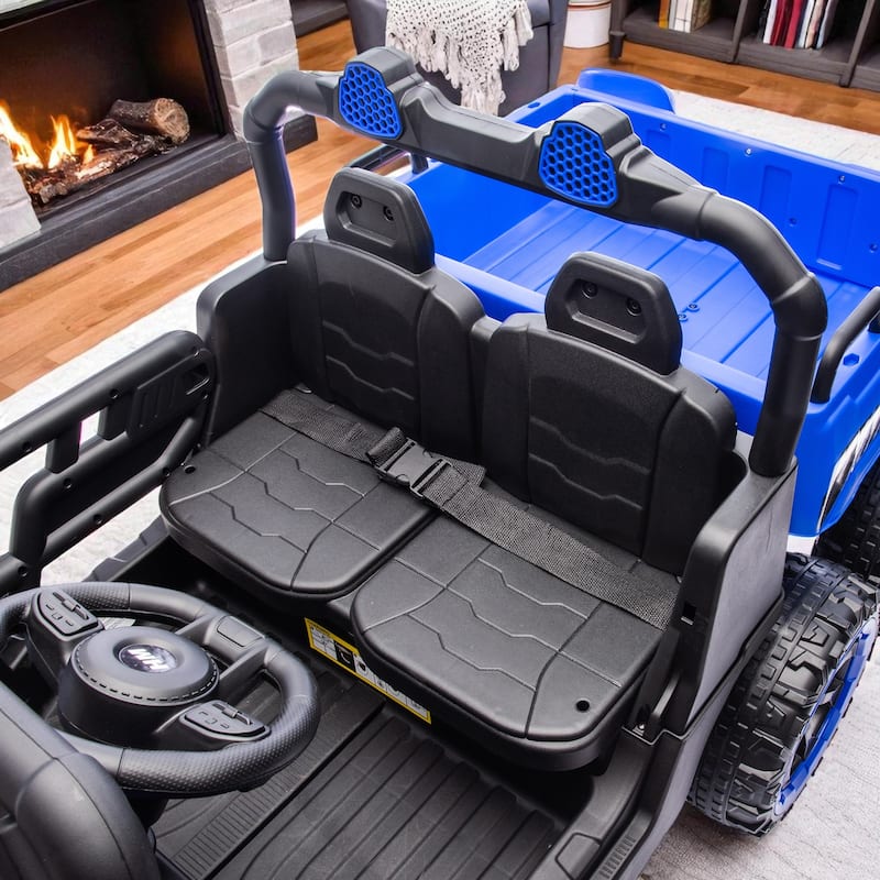24V 2-Seater Kids Ride On 6-Wheel Dump Truck with Remote Control, 4WD, Suspension, Bluetooth Music, USB & Shovel Toy