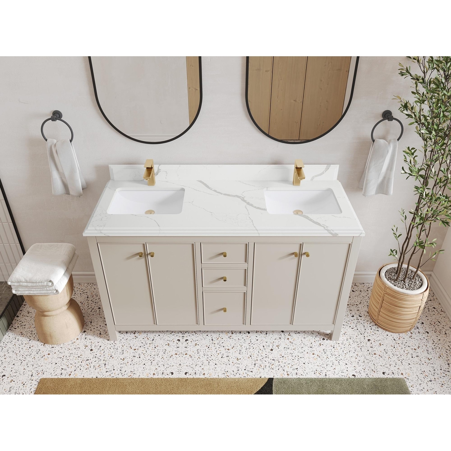Willow Collections 60 in. W x 22 in. D Chicago Double Sink Bathroom Vanity with Countertop