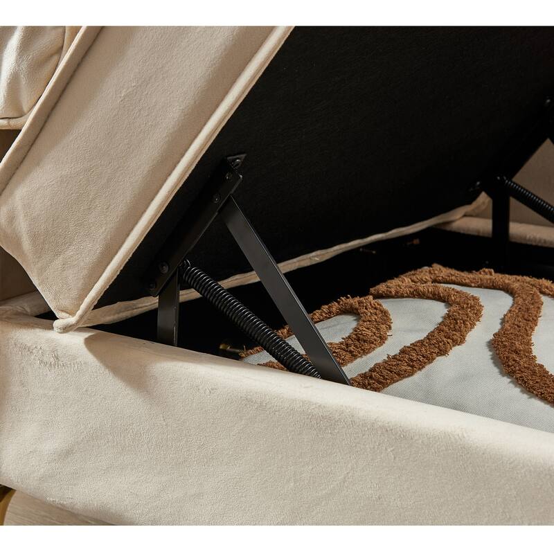 Modern Upholstery Chaise Lounge Chair with Storage Velvet