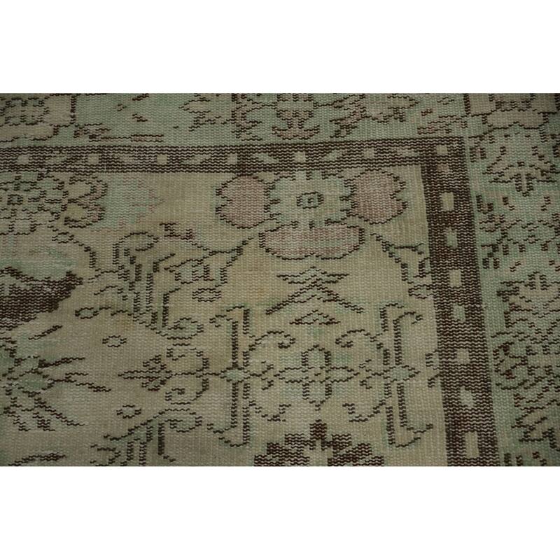 Hand Knotted Oriental 100% Wool Carpet Transitional Floral Green Anatolian Area Rug - 9' 4'' X 5' 2''