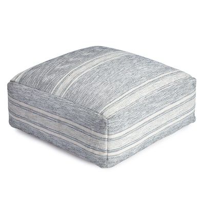 Jani Hossegor 34-inch Navy Blue Square Oversized Pouf Ottoman - Stylish Footrest for Living Room or Bedroom