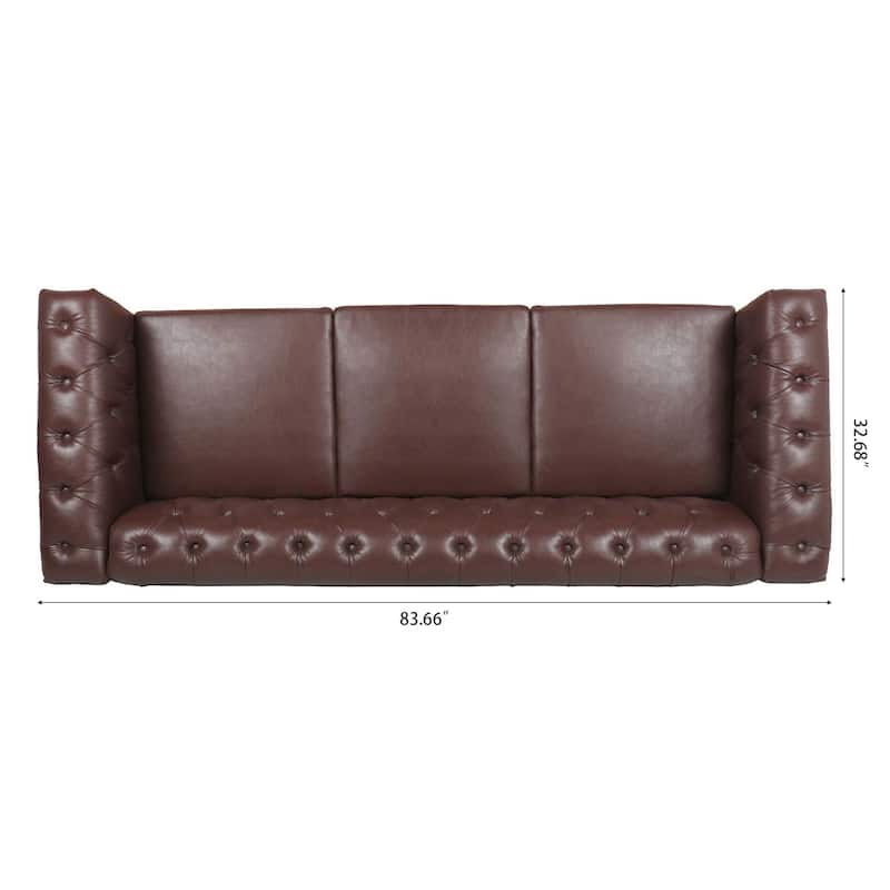 Chesterfield 3-Seater Sofa with Removable Cushions and Classic Wooden Legs