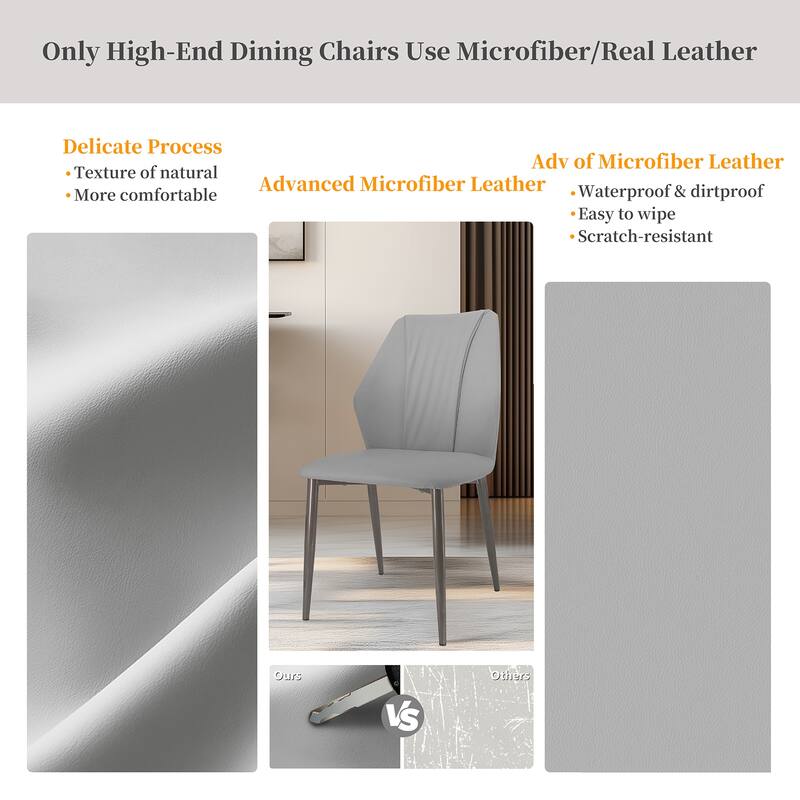 Upscale Microfiber Leather Upholstered Iron Dining Chair (Set of 2)