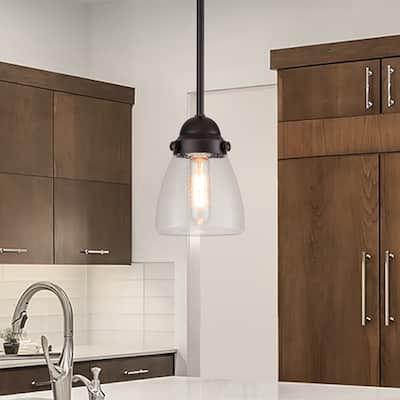Yellowstone 1-Light Oil Rubbed Bronze Pendant with Seeded Glass Shade - Oil Rubbed Bronze
