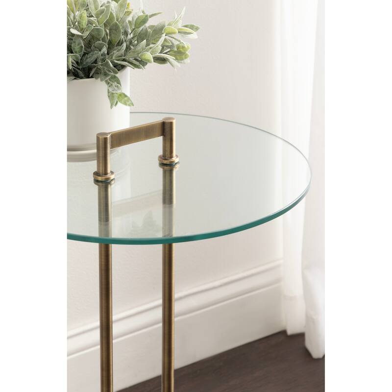 Kate and Laurel Cerullo Glass Metal and Marble Side Table