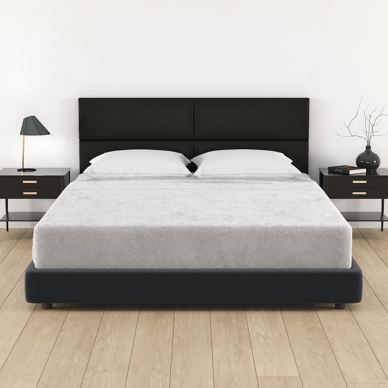 Jaxx Panelist Modern Padded Headboard in Premium Vegan Leather - Set of 4 Panels - Vegan Leather Black - Queen