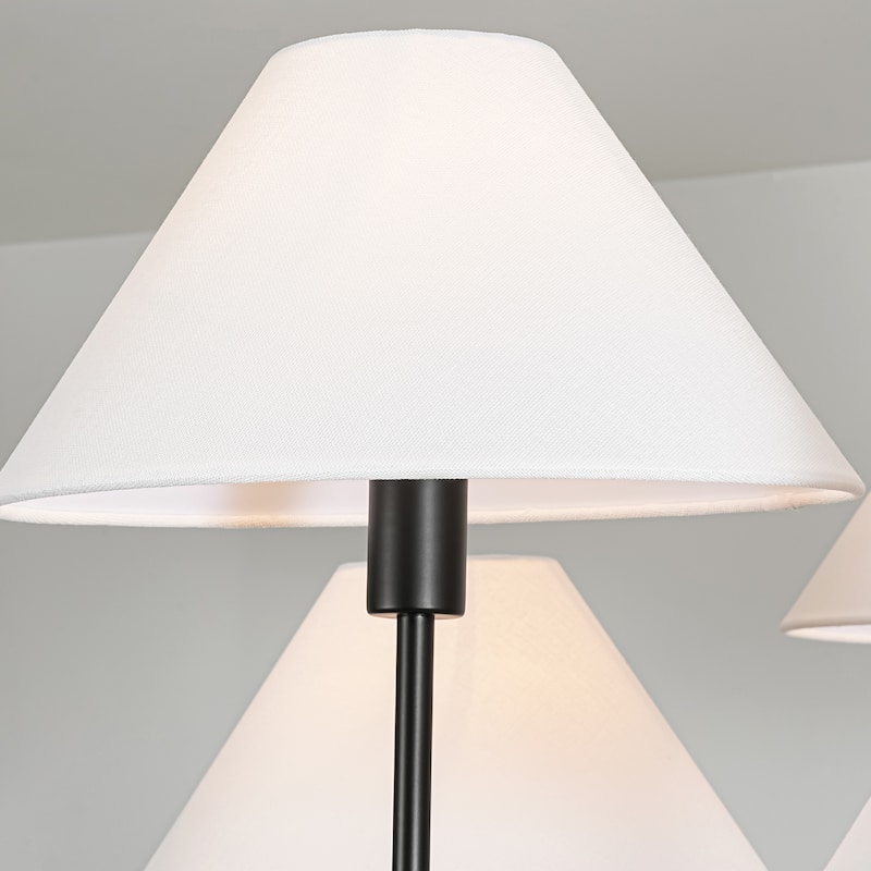 6-Light Modern Gold/Matte Black Sputnik Staggered Large Chandelier with Cone White Fabric Shade