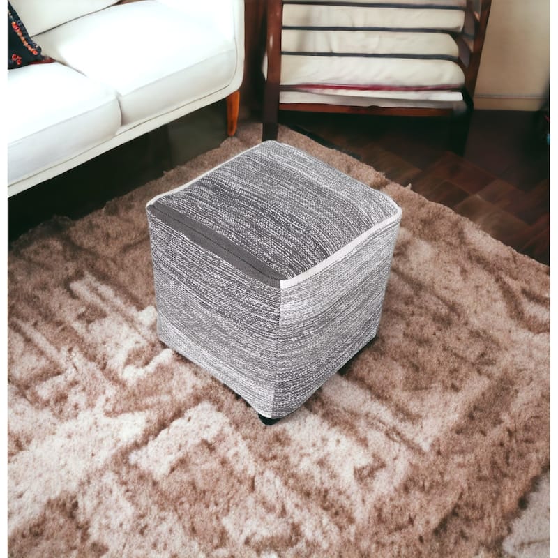 HomeRoots 16" Gray 100% Cotton Ottoman