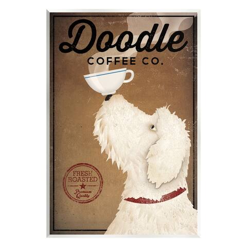 Stupell Industries Vintage Doodle Coffee Dog Sign Wall Plaque, Design By Ryan Fowler