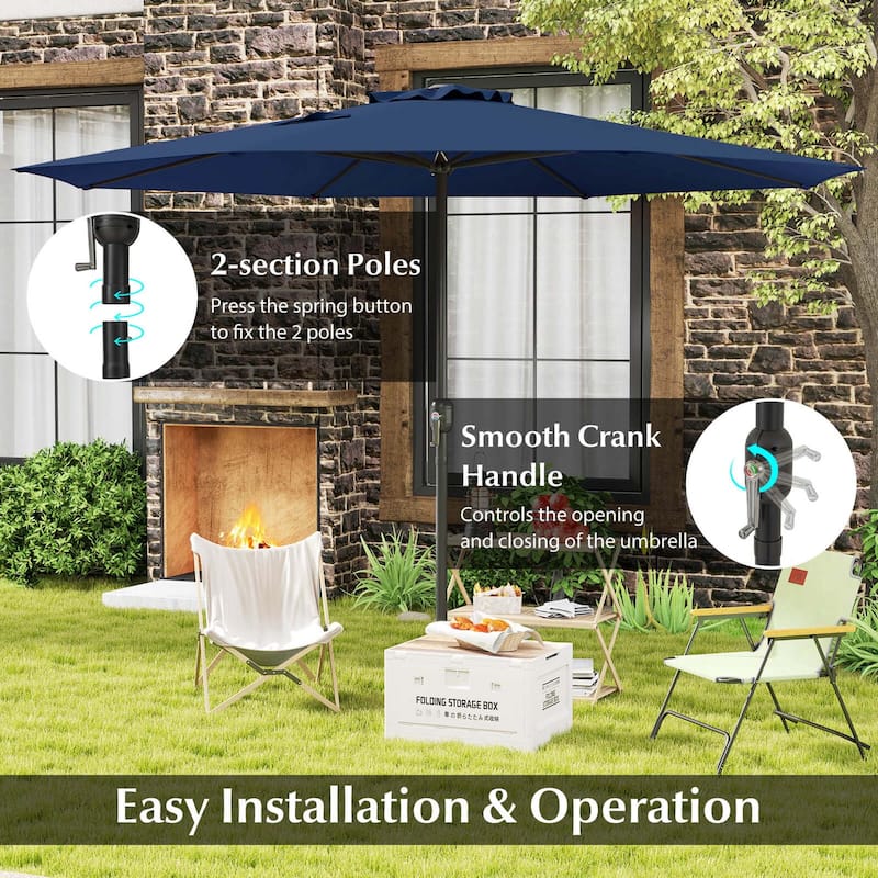 Costway 12 FT Patio Umbrella Outdoor Market Umbrella with Crank Handle