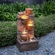 preview thumbnail 1 of 19, Teamson Home 28.5" Outdoor 4-Tier Stacked Stone Cascading Water Fountain with LED Lights Brown