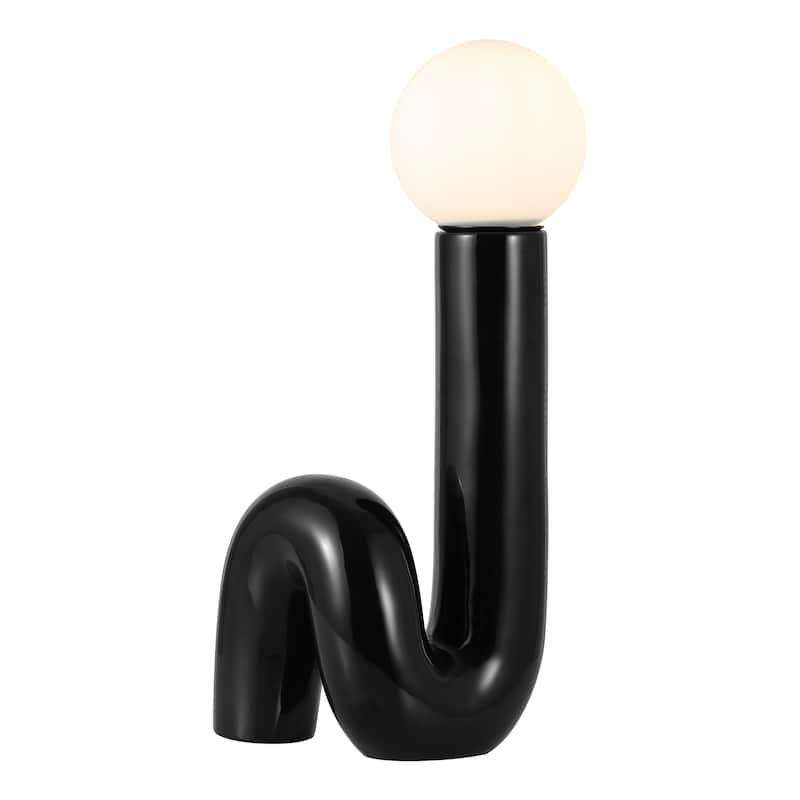 Katya 18" Scandinavian Minimalist Ceramic Spiral Tube LED Table Lamp, by JONATHAN Y