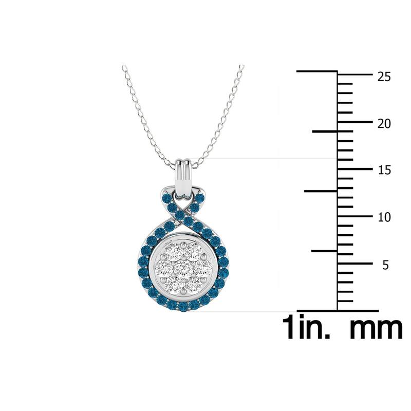 Marquee Blue and White Diamond Pendant in 14K White Gold