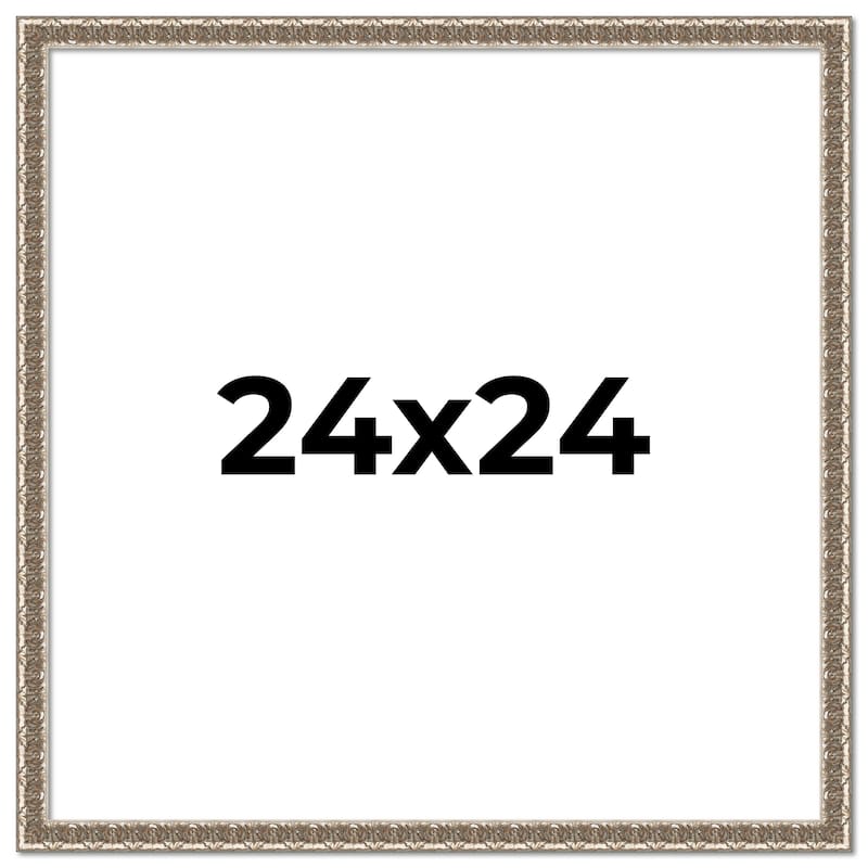 24x24 Frame Silver Versailles Ornate Solid Wood Picture Frame | 1 Inch
