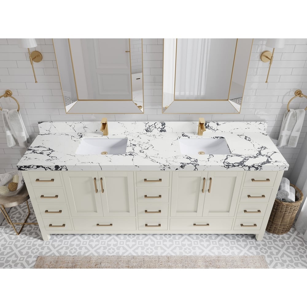 Willow Collection 84 in. W x 22 in. D Malibu Double Sink Bathroom Vanity with Countertop