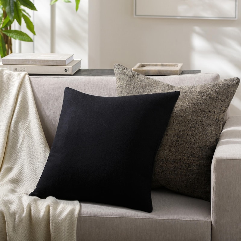 Lanham Modern & Contemporary Solid Color Accent Pillow - 18"L x 18"W - Cover Only - Black