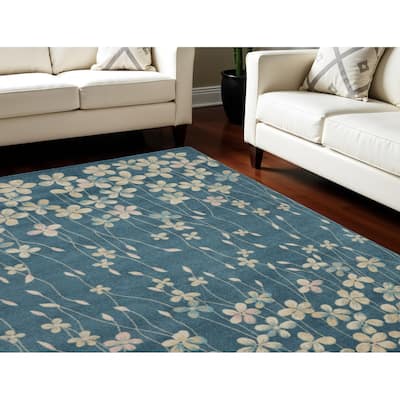 Power Loomed Floral Traditional Stain Resistant Area Rug